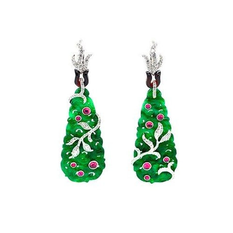 Jade Carved Dangle Earrings