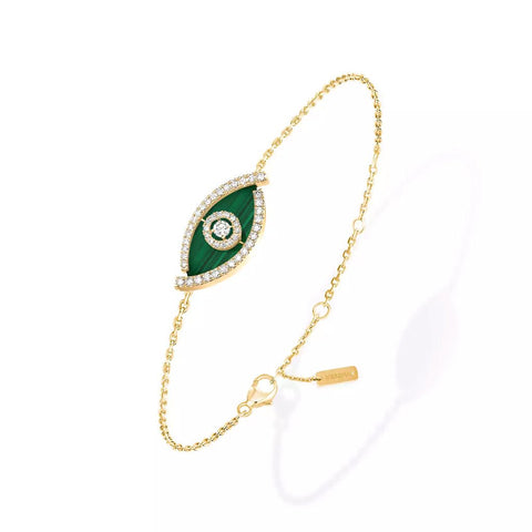 Messika Lucky Eye Malachite Yellow Gold Diamond Bracelet