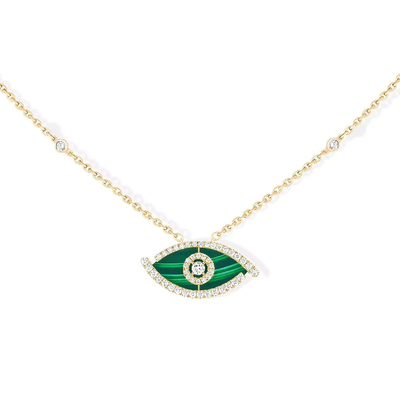 Messika Lucky Eye Malachite Yellow Gold Diamond Necklace