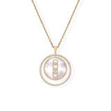 Messika Lucky Move MM Rose Gold Diamond Necklace in White Mother-of-Pearl - 10834-PG
