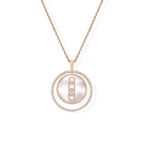 Messika Lucky Move MM Rose Gold Diamond Necklace in White Mother-of-Pearl - 10834-PG