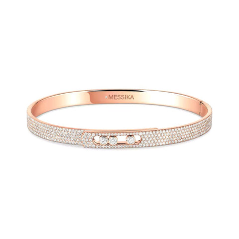 Messika Move Noa SM Full Pavé Bangle Pink Gold Diamond Bracelet