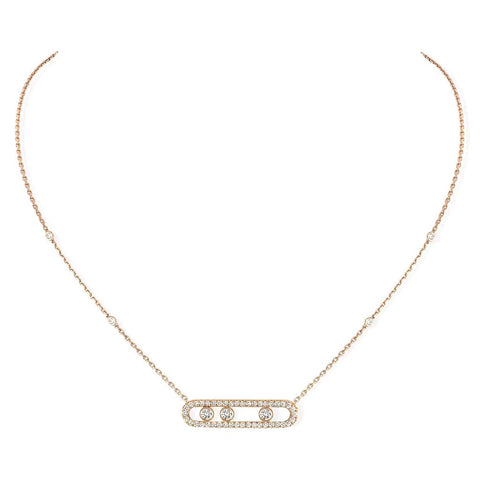 Messika Move Pavé Pink Gold Diamond Necklace