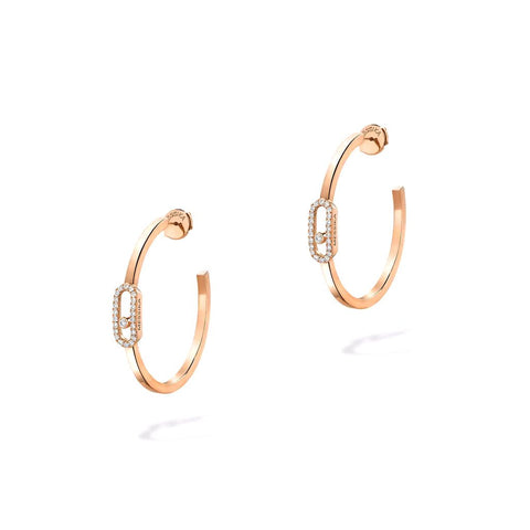 Messika Move Uno Small Hoop Earrings Pink Gold Diamond Earrings