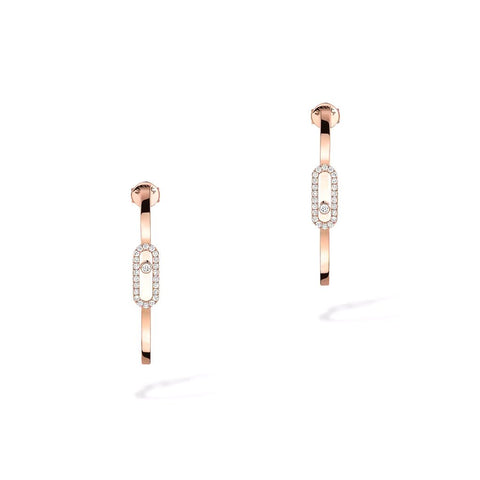 Messika Move Uno Small Hoop Earrings Pink Gold Diamond Earrings
