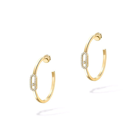 Messika Move Uno Small Hoop Earrings Yellow Gold Diamond Earrings