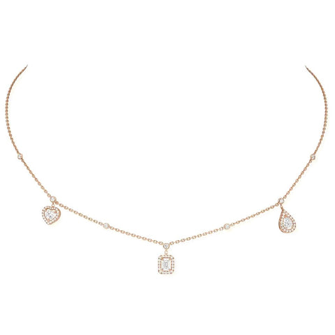 Messika My Twin Trio Pink Gold Diamond Necklace