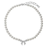 Mikimoto Akoya Cultured Pearl and Diamond Bow Charm Necklace