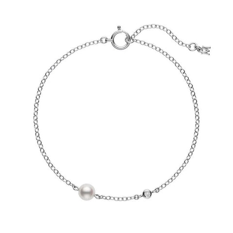 Mikimoto Akoya Cultured Pearl and Diamond Station Bracelet