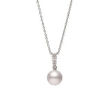 Mikimoto Akoya Cultured Pearl Diamond Pendant and Chain