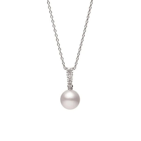 Mikimoto Akoya Cultured Pearl Diamond Pendant and Chain