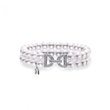 Mikimoto Akoya Cultured Pearl Double Row Bracelet with Diamond Clasp