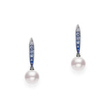 Mikimoto Akoya Cultured Pearl Mikimoto Ocean Earrings with Sapphire