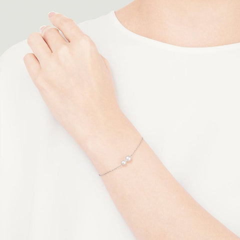 Mikimoto Akoya Cultured Pearl Station Bracelet in 18K White Gold