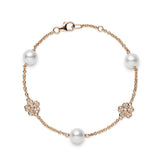 Mikimoto Cherry Blossom Akoya Cultured Pearl and Diamond Bracelet in 18K Pink Gold