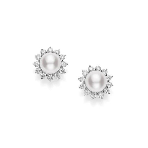 Mikimoto Classic Elegance Akoya Cultured Pearl and Diamond Earrings