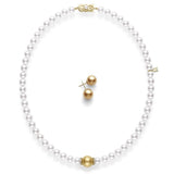 Mikimoto Fusion Akoya and Golden South Sea Cultured Pearl Necklace with Gold South Sea Earrings
