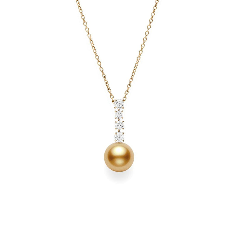 Mikimoto Golden South Sea Cultured Pearl Pendant with Diamonds in 18K Yellow Gold