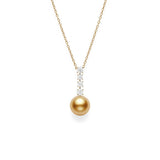 Mikimoto Golden South Sea Cultured Pearl Pendant with Diamonds in 18K Yellow Gold