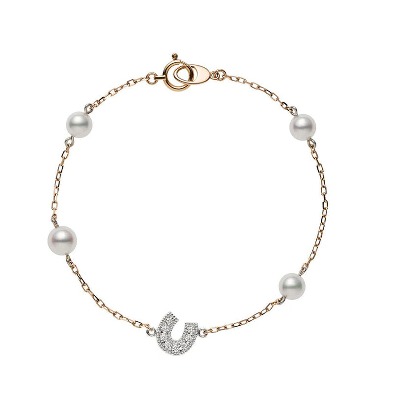 Mikimoto Horseshoe Akoya Cultured Pearl and Diamond Bracelet
