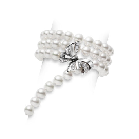 Mikimoto Jeux de Rubans Akoya Cultured Pearl and Diamond Convertible Bracelet and Necklace