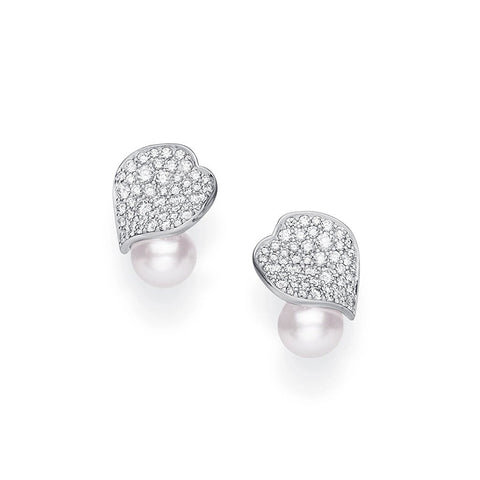 Mikimoto Les Pétales Place Vendôme Diamond and Akoya Cultured Pearl Earrings