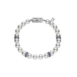 Mikimoto Ocean Akoya Cultured Pearl Bracelet with Sapphire Rondelles in 18K White Gold