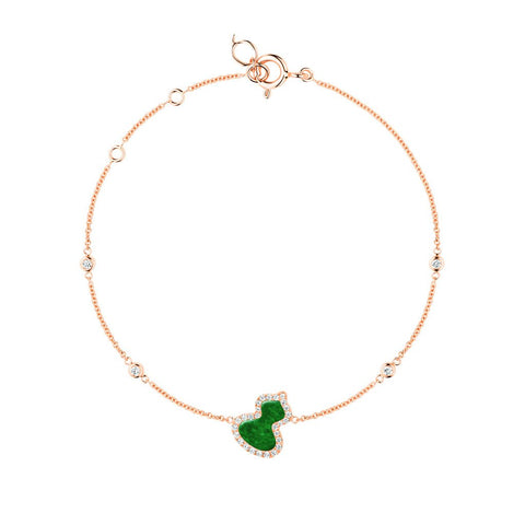 Qeelin Petite Wulu bracelet in 18K rose gold with diamonds and jade