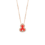 Qeelin Wulu necklace in 18K rose gold with diamonds and red agate