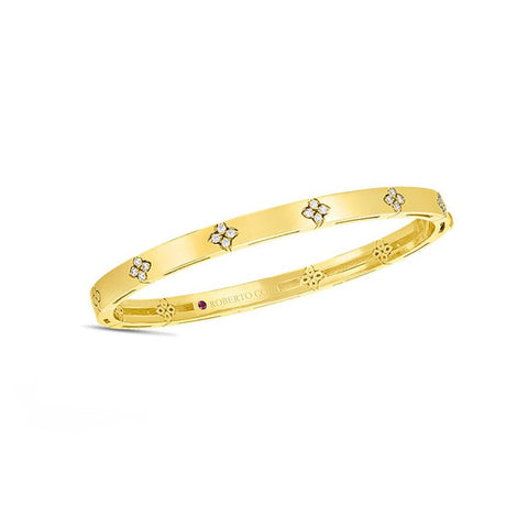 Roberto Coin 18K Gold Love in Verona Narrow Width Diamond Accent Bangle