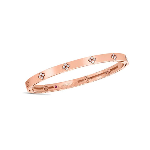Roberto Coin 18K Gold Love in Verona Narrow Width Diamond Accent Bangle
