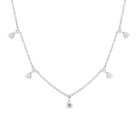 Roberto Coin 18K White Gold Diamonds by the Inch Dangling 7 Station Necklace