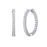 Roberto Coin 18K White Gold Small Inside Outside Diamond Hoop Earrings
