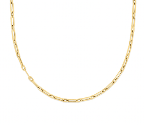 Roberto Coin 18K YELLOW DESIGNER GOLD ALTERNATING BEADED END & PAPERCLIP LINK 17 INCH CHAIN