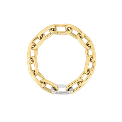 Roberto Coin 18K Yellow/White Designer Gold & Diamond Chunky Paperclip Bracelet