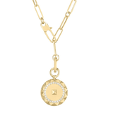 Roberto Coin Obelisco 18K Yellow Gold Small Diamond Medallion Necklace