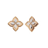 Roberto Coin Princess Flower Diamond Post Earrings in Rose & White Gold