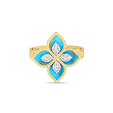 Roberto Coin Princess Flower Turquoise And Diamond Flower Ring