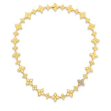 Roberto Coin Princess Flower Yellow Gold And Pave Diamond Link Necklace
