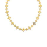 Roberto Coin Princess Flower Yellow Gold And Pave Diamond Link Necklace