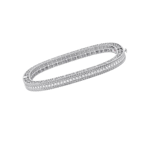 Roberto Coin Princess White Gold Narrow Bangle Bracelet with Diamonds