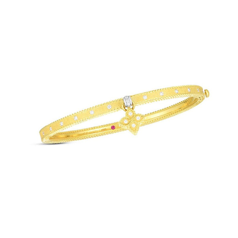 Roberto Coin Symphony Princess Flower Bangle with Diamond Flower Charm