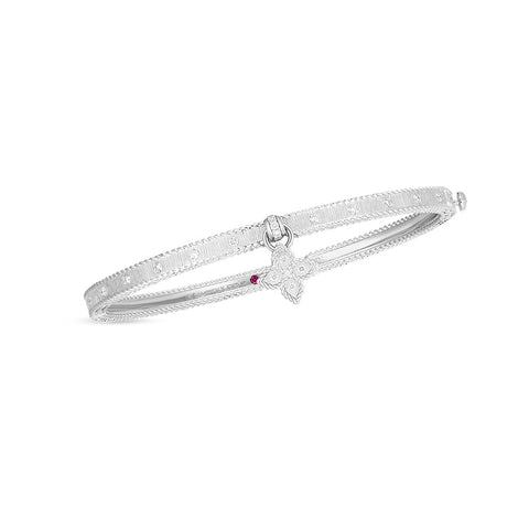 Roberto Coin Symphony Princess Flower Bangle with Diamond Flower Charm
