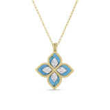 Roberto Coin Venetian Princess Diamond & Turquoise Flower Necklace