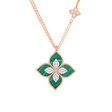 Roberto Coin Venetian Princess Medium Flower Malachite and Diamond Necklace