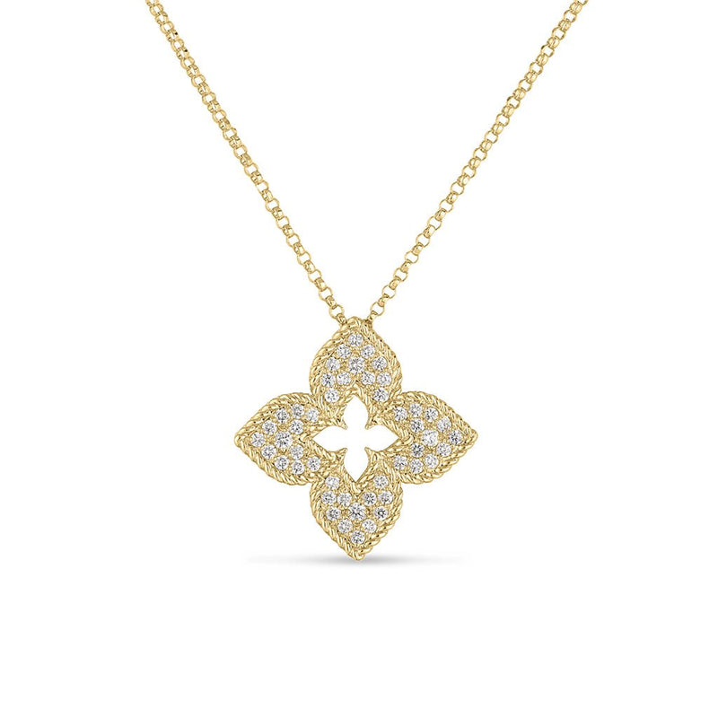 Roberto Coin Venetian Princess Pave Flower Necklace