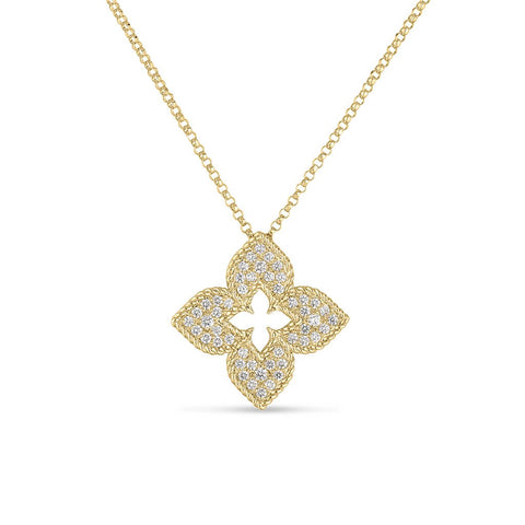 Roberto Coin Venetian Princess Pave Flower Necklace