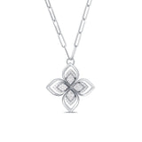 Roberto Coin Venetian Princess Pave Open Frame Diamond Flower Long Necklace