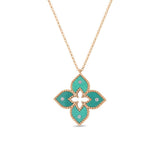 Roberto Coin Venetian Princess Small Green Titanium and Diamond Flower Necklace