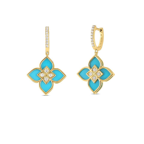 Roberto Coin Venetian Princess Turquoise and Diamond Drop Earrings